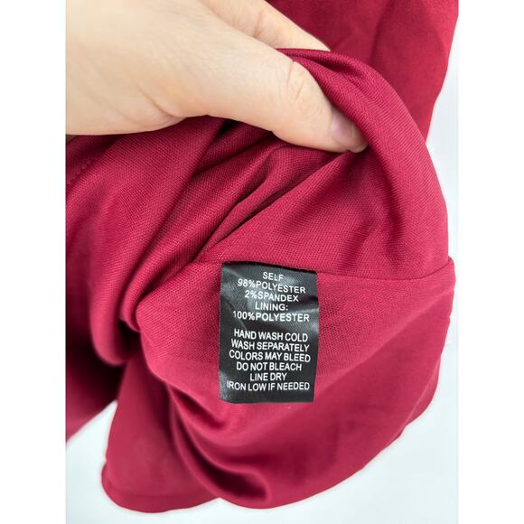 Lulu's Dress Womens Large Endlessly Endearing Mini Wine Red Scalloped Halter - Picture 6 of 7